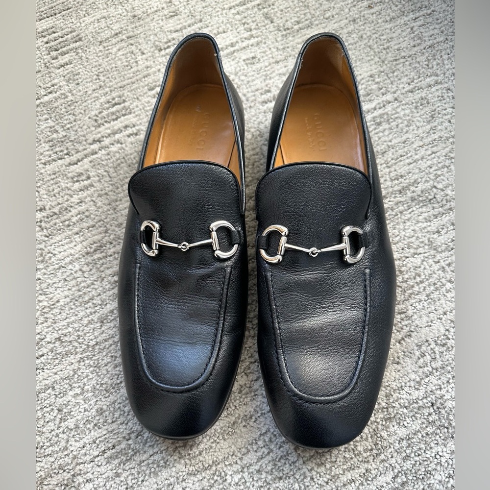Gucci Men’s Black Horsebit Accent Leather Dress Loafers 13